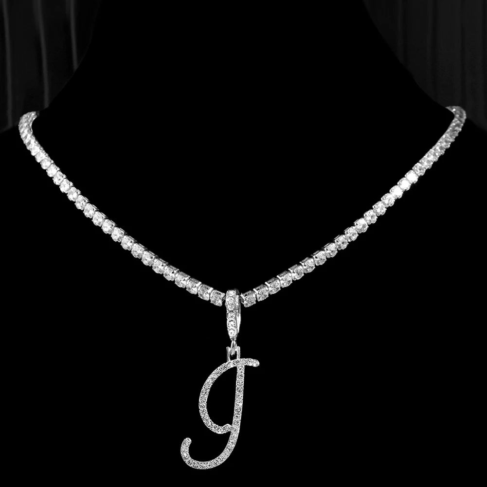 Cursive Letters Cubic Zirconia Chain Name Necklace Hip Hop Jewelry Gold Silver Color CZ-Dollar Bargains Online Shopping Australia