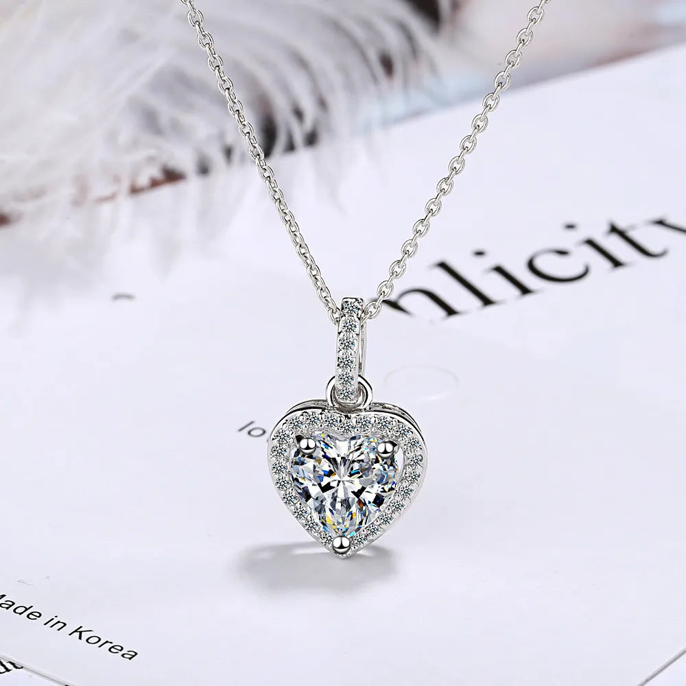 925 Sterling Silver Zircon Heart Pendants Necklaces For Women Luxury Designer Jewelry Gift-Dollar Bargains Online Shopping Australia