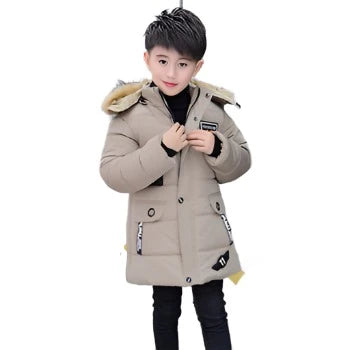 Jacket Autumn Winter Thicken Warm Teenager Kids Jackets Fashion Long Style Zipper Hooded Boys Coat-Dollar Bargains Online Shopping Australia