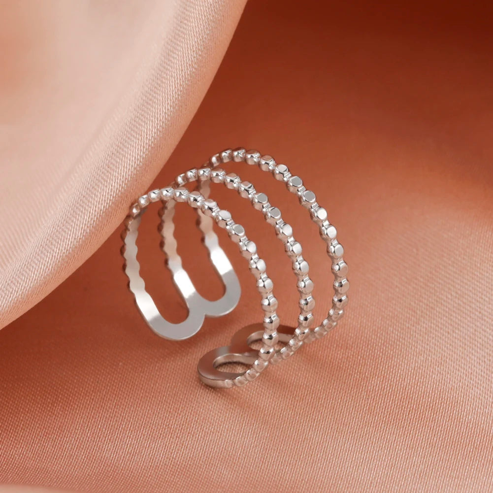 Women Rings Geometric Heart Aesthetic Adjustable Open Finger Ring Fashion Party Jewelry Gifts-Dollar Bargains Online Shopping Australia