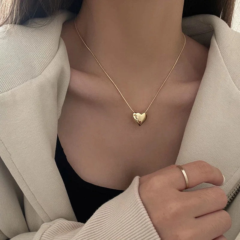 Love Heart Pendant Necklace For Women Men Personality Simple Design Thin Chain Choker Necklaces Jewelry-Dollar Bargains Online Shopping Australia