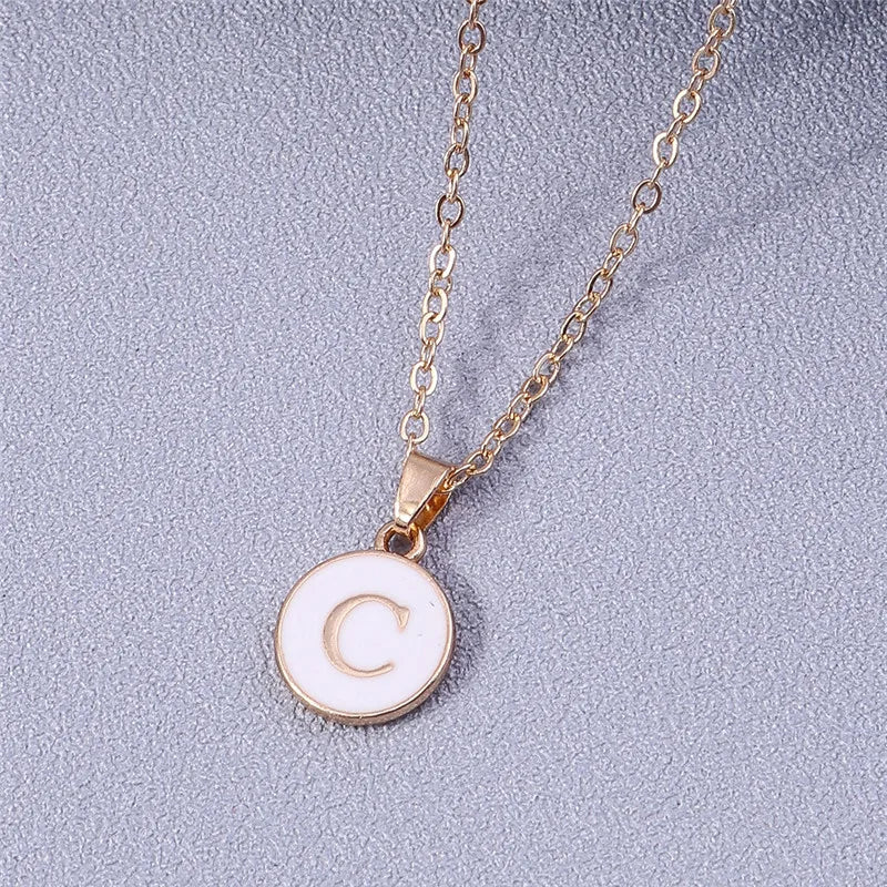 Name Initials Letter Pendant Necklace Enamel A-Z Alphabet Necklaces Girls Birthday Gifts Jewelry Accessories-Dollar Bargains Online Shopping Australia