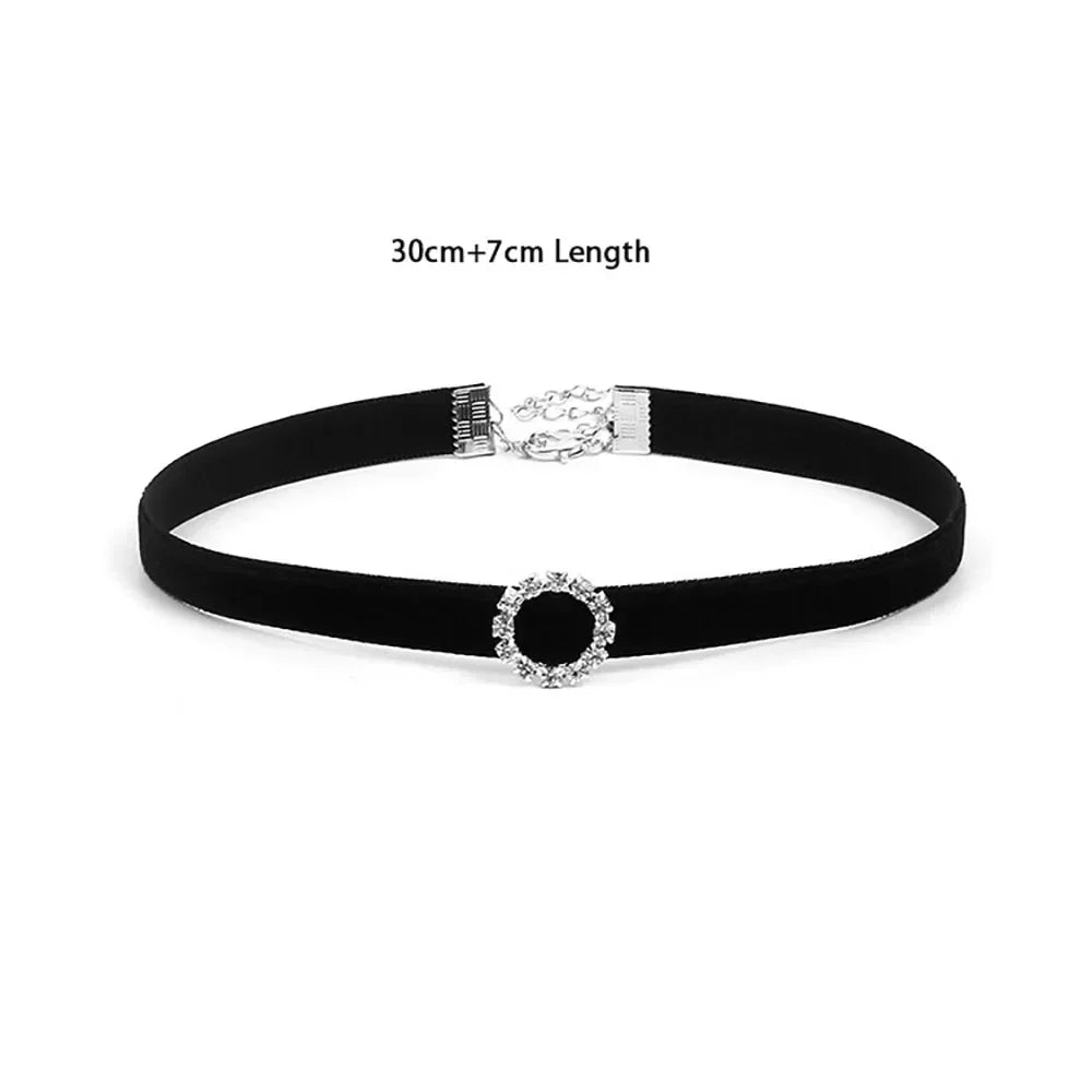 Korean Fashion Black Leather Velvet Choker Necklace Punk Gothic Jewelry Chockers Vintage Goth Necklace for Women Gifts Collier