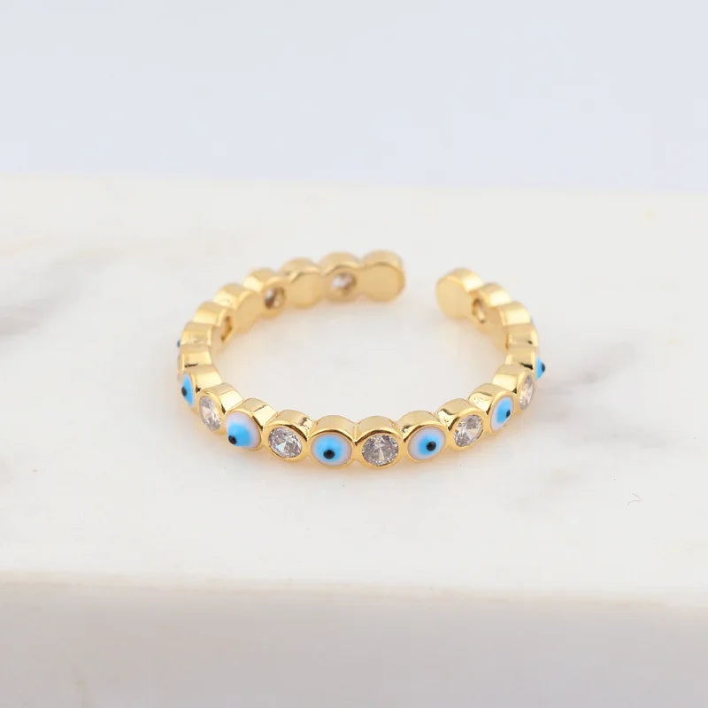 Bohemia Lucky Turkish Blue Evil Eye Rings Dripping Oil Open Adjustable Finger Rings for Women Jewelry Gift-Dollar Bargains Online Shopping Australia