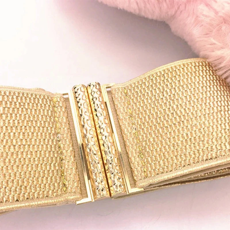 Female Wide Waist Belt Fashion Elastic Gold Waspie Belt Universal Waspie Dress Decorative Accessories Glitter Waistband