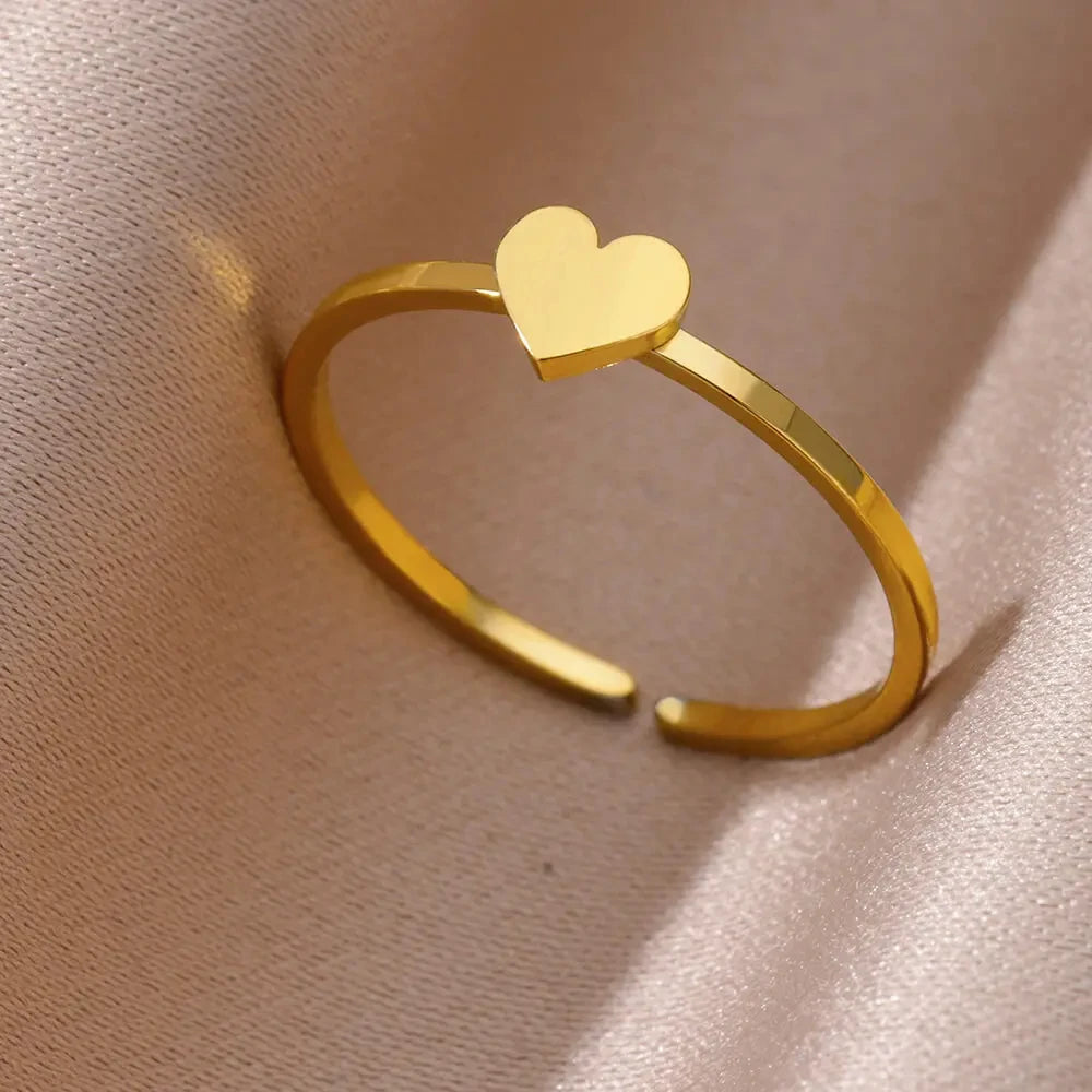 Gold Color Stainless Steel Shell Rings For Women Vintage Oval Blue Stone Adjustable Ring Fashion Party Jewelry Anniversary Gift-Dollar Bargains Online Shopping Australia