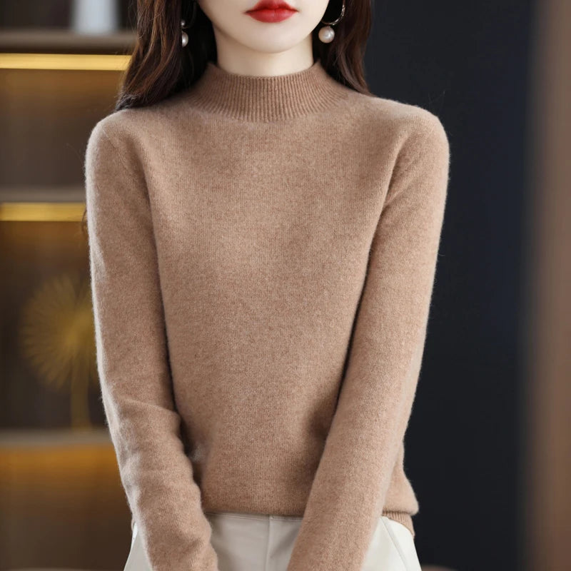 100% Pure Wool Half-neck Pullover Cashmere Sweater Women's Casual Knit Top-Dollar Bargains Online Shopping Australia
