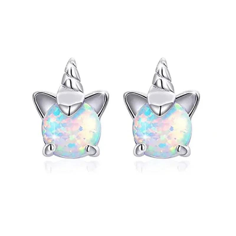 Unicorn Stud Earrings for Little Girl Kids Crystal Cat Butterfly Rainbow Heart Star Earring-Dollar Bargains Online Shopping Australia