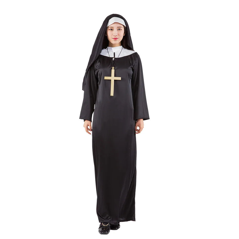 Halloween Men Priest Cosplay Costumes For Women Clothes Carnival Nun Long Robes Religious Catholic Church Clothing Missionary-Dollar Bargains Online Shopping Australia