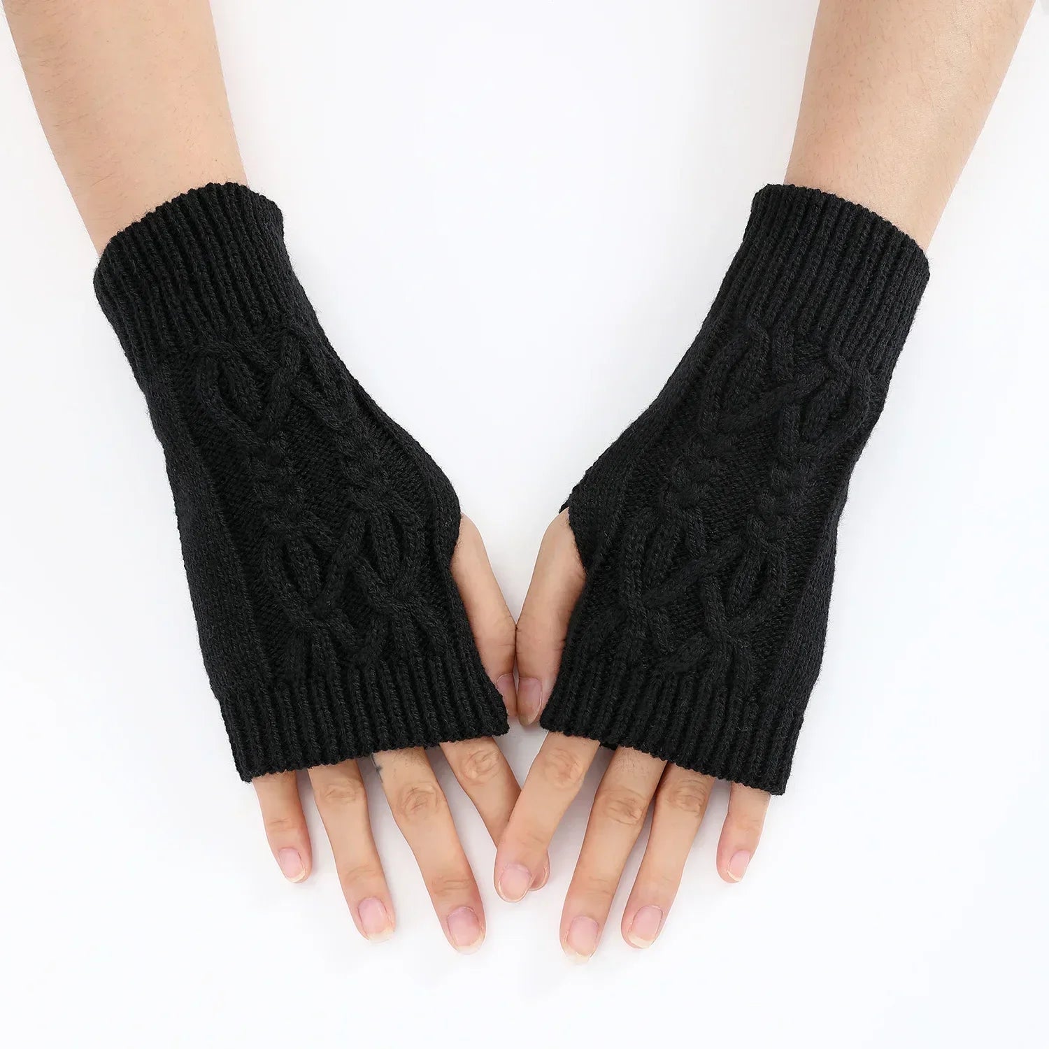 Half Finger Gloves for Women Winter Soft Warm Wool Knitting Arm Gloves Soft Warm Half Finger Handschoenen Unisex Mitten-Dollar Bargains Online Shopping Australia