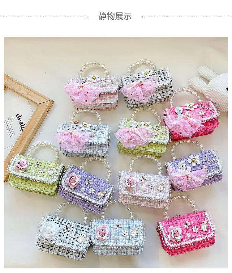 Princess Messenger Bag Girl Children Bag Mini Chain Small Square Bag Cartoon Rabbit Shoulder Bag Handbag