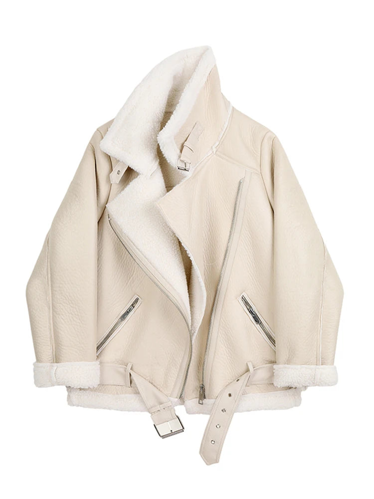 Winter Coats Women Thickness Faux Leather Fur Jacket Aviator Outwear-Dollar Bargains Online Shopping Australia