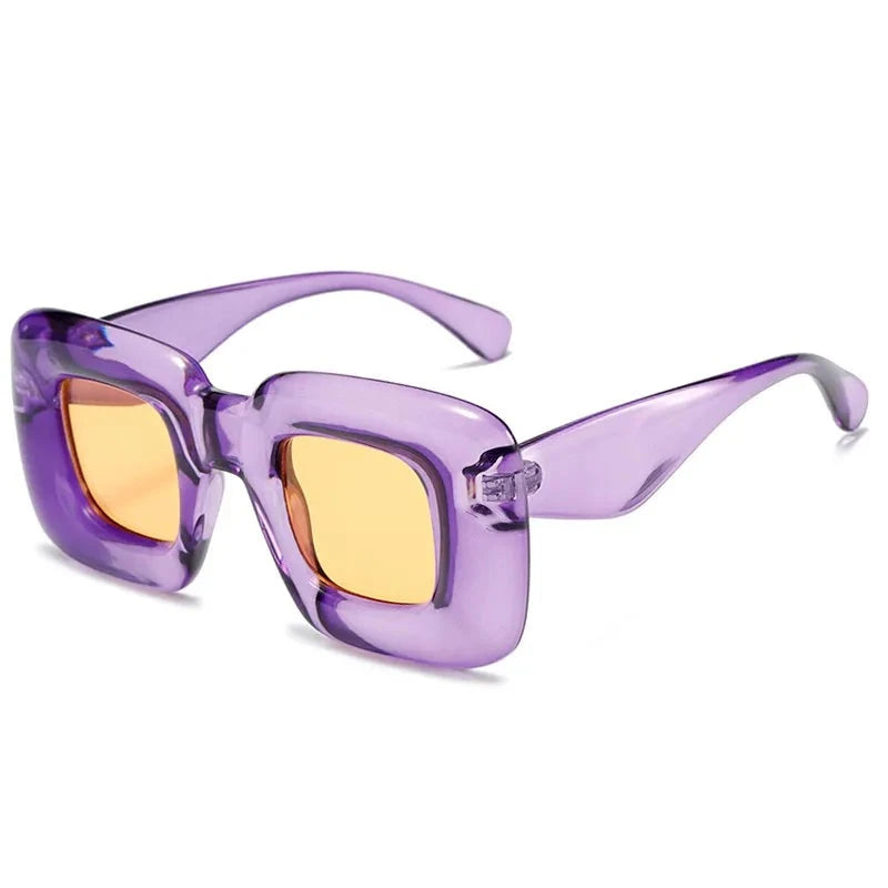 SO&EI Fashion Colorful Square Sunglasses Women Brand Designer Purple Yellow Shades UV400 Men Y2K Sun Glasses-Dollar Bargains Online Shopping Australia