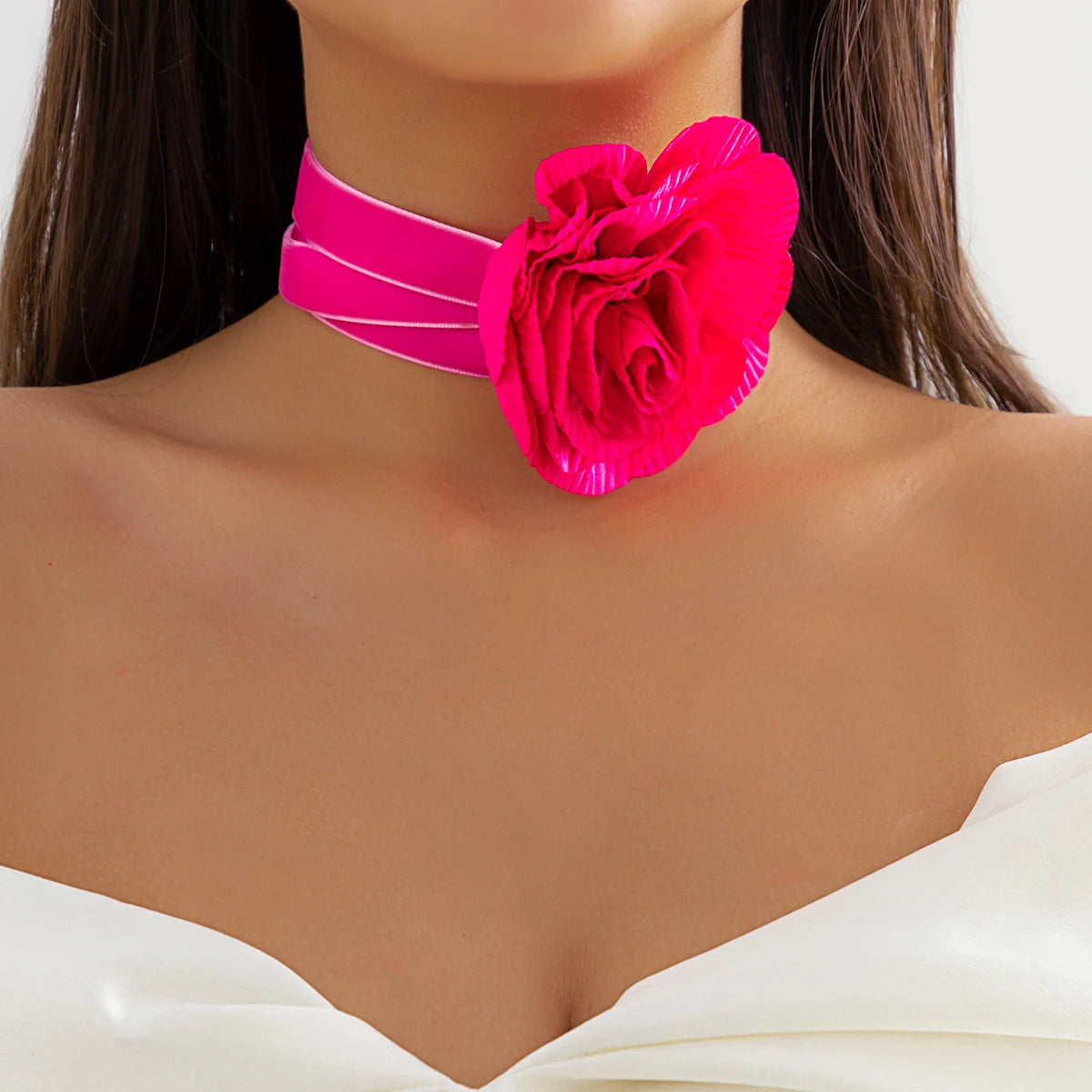 Gothic Elegant Big Rose Flower Clavicle Chain Necklace Women Wed Bridal Sexy Adjustable Choker Mariage Jewelry Y2K Accessories-Dollar Bargains Online Shopping Australia