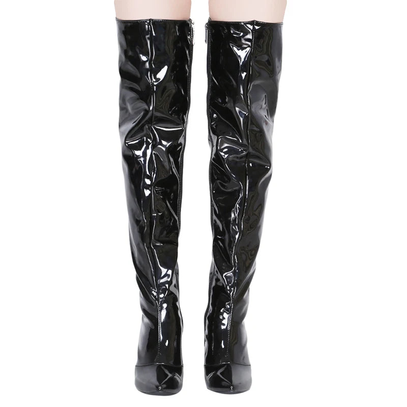 Sexy Silver Mirror Thigh High Boots Women T Show Pointy Toe Club Party Shoes Thin High Heels Over The Knee Long Boots For Women-Dollar Bargains Online Shopping Australia