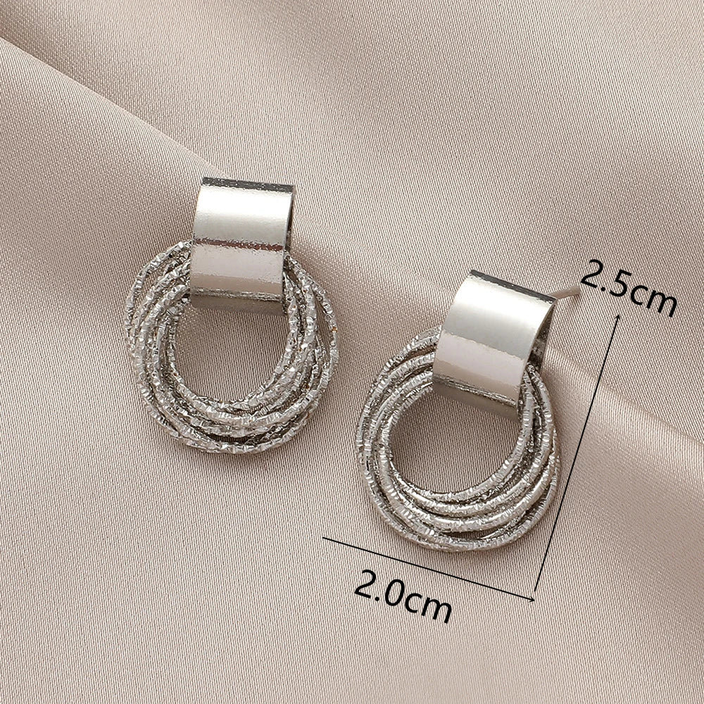 Retro Metal Gold Color Multiple Small Circle Stud Earrings for Women Korean Jewelry Fashion Wedding Party Earrings Jewelry Gift-Dollar Bargains Online Shopping Australia