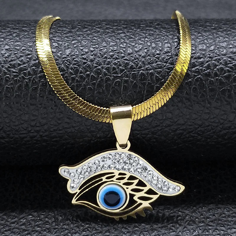 Vintage Crystal Evil Demon Eye Choker Necklaces for Women Stainless Steel Gold Plated Necklaces Jewelry-Dollar Bargains Online Shopping Australia