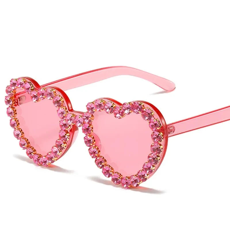 Vintage Pink Heart Diamond Sunglasses for Women New Luxury Brand Diamond Sun Glasses Ladies Retro Hip Hop Cool Eyewear-Dollar Bargains Online Shopping Australia