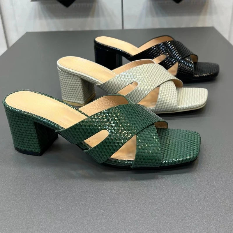 Women Shoes Sexy Soft Leather Female Flipflop Slippers Summer Fashion Heels Slides Shoes for Girls Comfortable Sandals-Dollar Bargains Online Shopping Australia