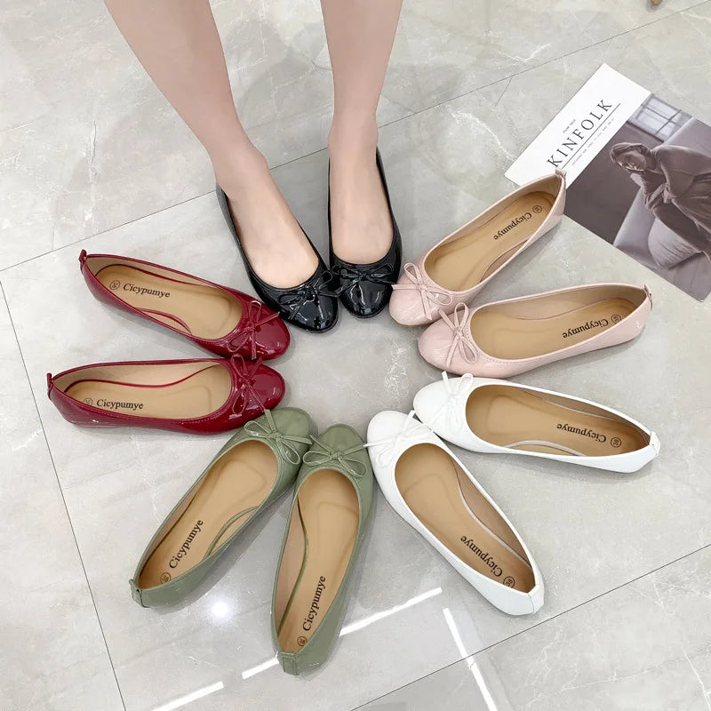 Flat Shoes Women Ballerinas Round Toe Bowtie Slip on Ballet Flats Lazy Loafers Moccasins Ladies Casual Flats Shoes