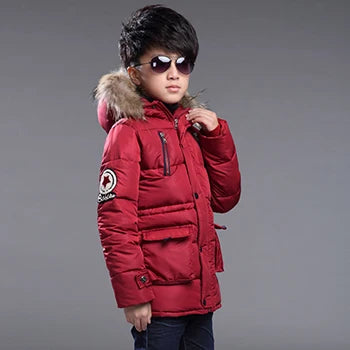 Jacket Autumn Winter Thicken Warm Teenager Kids Jackets Fashion Long Style Zipper Hooded Boys Coat-Dollar Bargains Online Shopping Australia