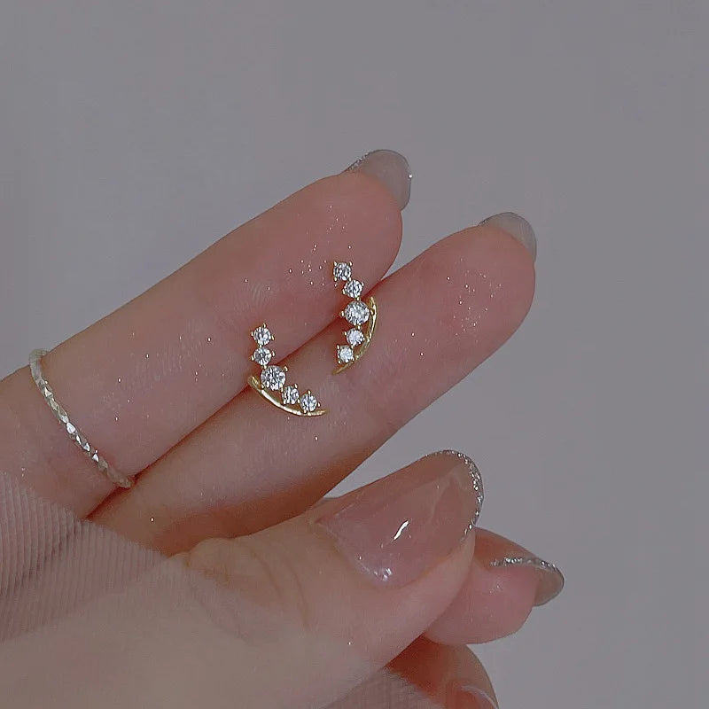 Planet Earrings Silver Color Piercing for Women Moon Star Crystal Zircon Ear Stud Earrings Tragus Cartilage Body Jewelry-Dollar Bargains Online Shopping Australia