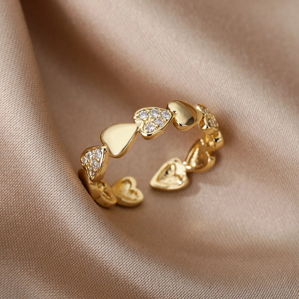 Bee Butterfly Ring For Women Open Adjustable Stainless Steel Cubic Zirconia Moon Heart Finger Ring-Dollar Bargains Online Shopping Australia
