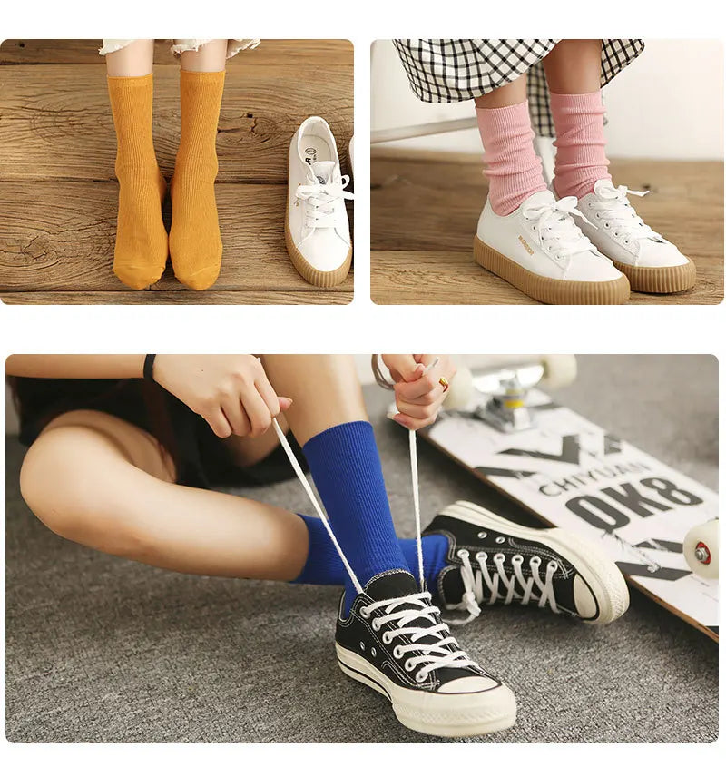 Harajuku Retro Women Lady Cotton Loose Socks Winter In Tube Korean