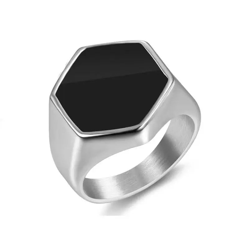 Metal Glossy Rings for Men Geometric Width Signet Square Finger Punk Style Fashion Ring Jewelry Accessories-Dollar Bargains Online Shopping Australia