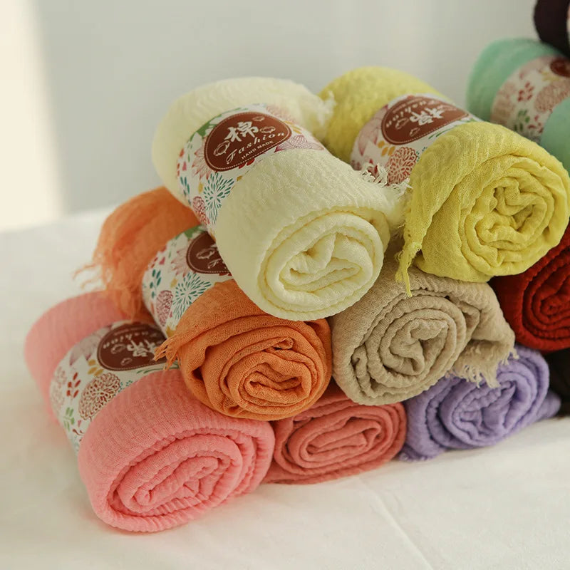 185*90cm Candy Color Cotton Linen Long Scarf Hijab Pashmina Lady Shawls Wraps Head Scarves Neck Bandana Men Scarf/Black Scarves