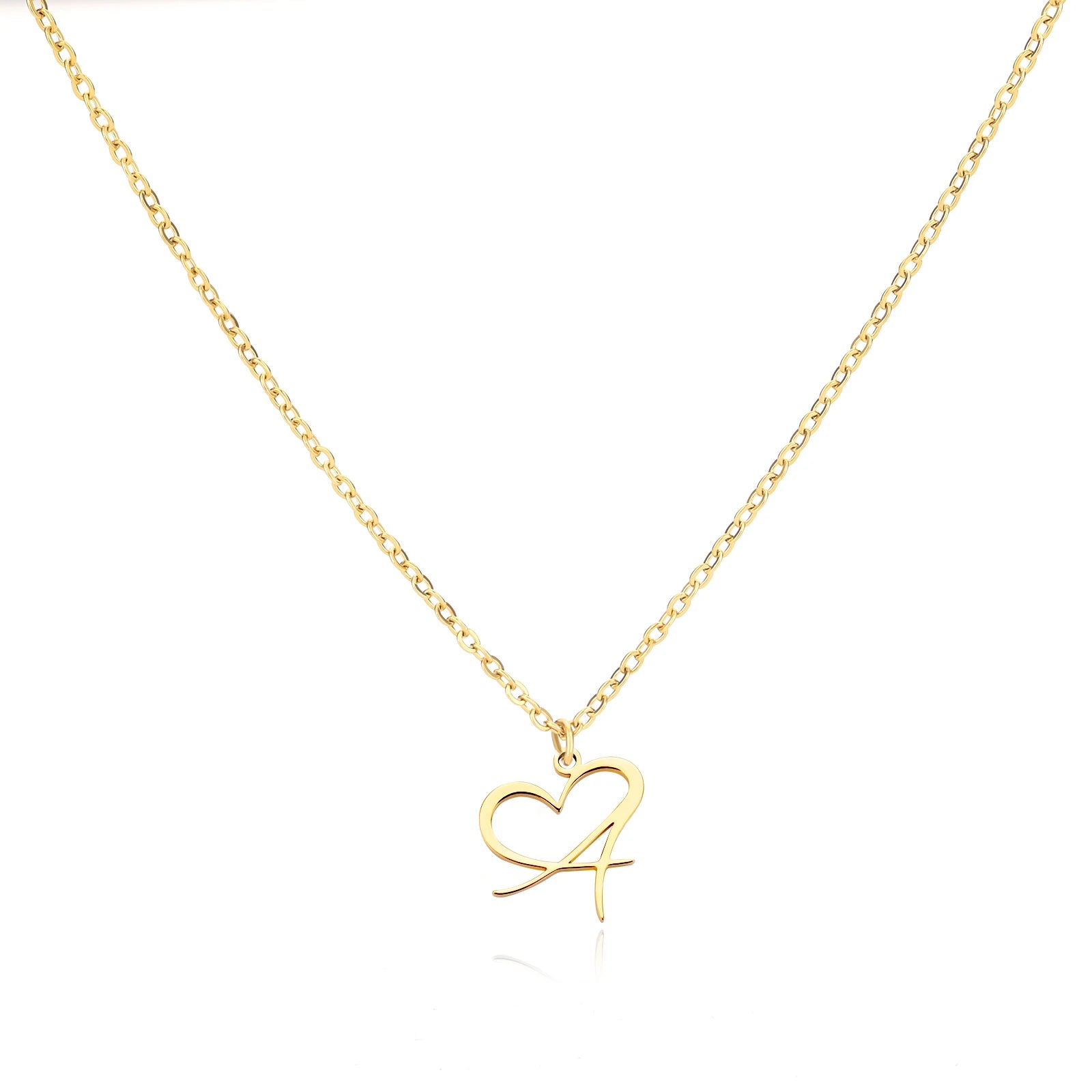 Heart Initial Letter Necklace for Women Gold Color Stainless Steel Necklace Jewelry Wedding Birthday-Dollar Bargains Online Shopping Australia