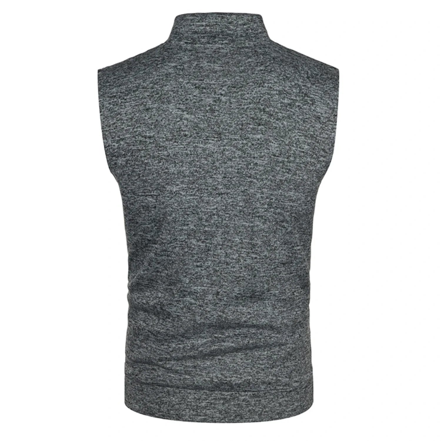 men's knitted velvet fashion casual top zipper vest sleeveless high neck fleece solid color men's wear