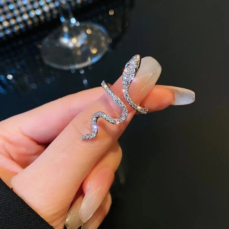 Gothic Rhinestones Open Snake Ring Adjustable Animal Rings Reptile for Men Women Fashion Punk Boy Girl Birthday Jewelry Gifts-Dollar Bargains Online Shopping Australia