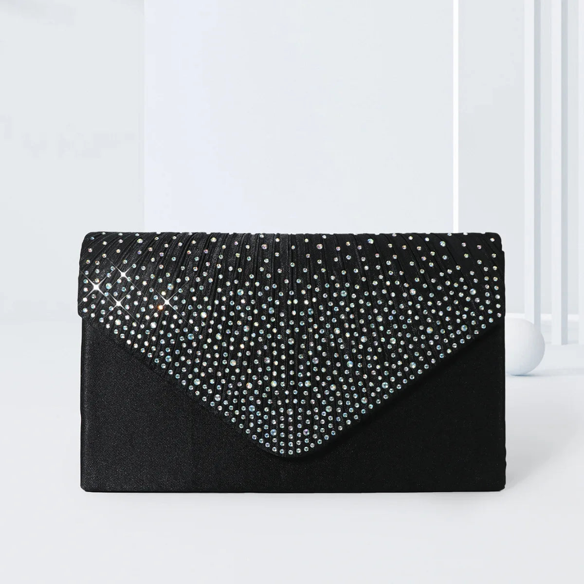Elegant Rhinestone Evening Bag Ruched Clutch Purse Luxury Flap Handbag-Dollar Bargains Online Shopping Australia