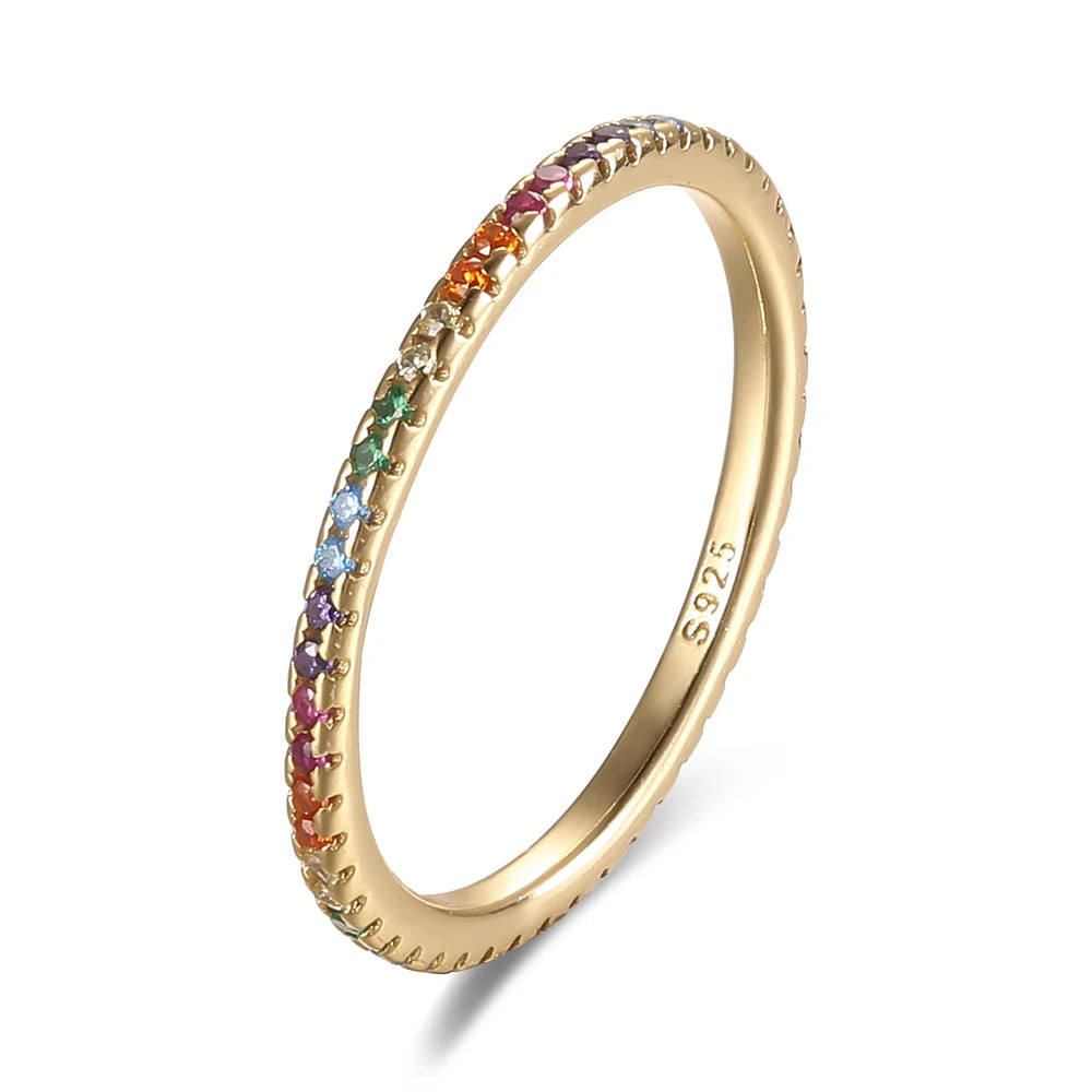 925 Sterling Silver Colorful CZ Rings Stack-able Personalized Gold Color Platinum Plated for Women Fine-Dollar Bargains Online Shopping Australia