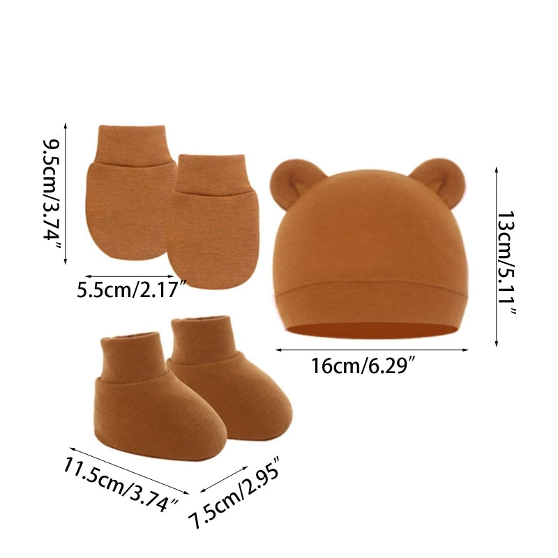 Newborn Hat Gloves Socks Set for Baby Boy Girl Cotton Fall Casual Photography Props Soft Headwear Infant Nightcap-Dollar Bargains Online Shopping Australia