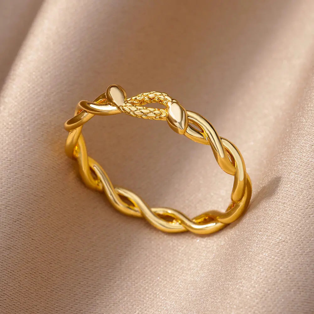 Stainless Steel Heart Rings for Women Vintage Gold Color Twist Barbed Wire Finger Ring Aesthetic Jewelry Gifts-Dollar Bargains Online Shopping Australia