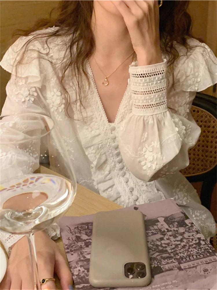 Shirt Womens Blouse Summer Women Blouses Fall Maxi White Elegant Vintage Long Sleeve Cotton Oversize Loose-Dollar Bargains Online Shopping Australia