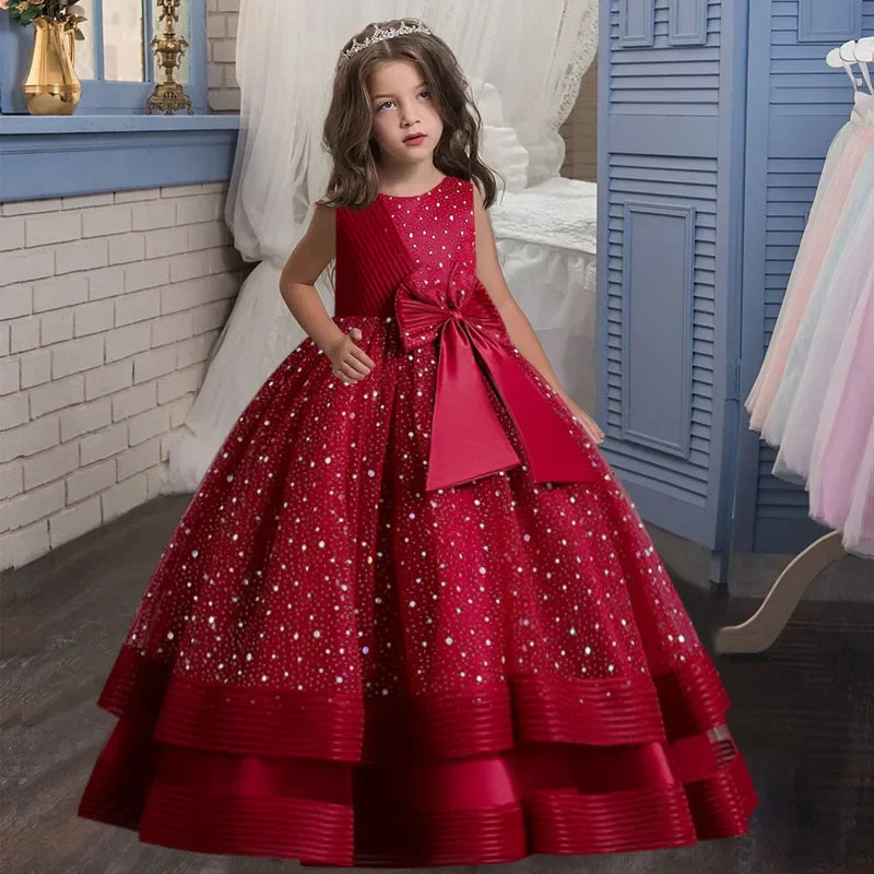 Kids Dress Flower Long Beading Elegant Teenagers Prom Gowns Dresses Girl Party Kid Evening Bridesmaid Princess-Dollar Bargains Online Shopping Australia