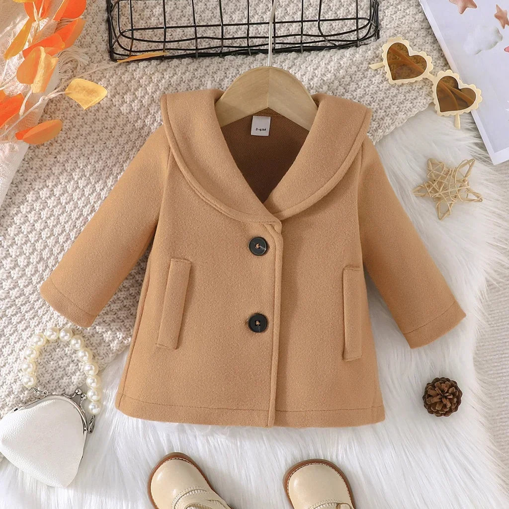 Jacket Newborn Baby Boy Girl Kids Clothes 3-36 Months Fashion Long Sleeve Button Khaki Coat Childrens Warm Outwear-Dollar Bargains Online Shopping Australia