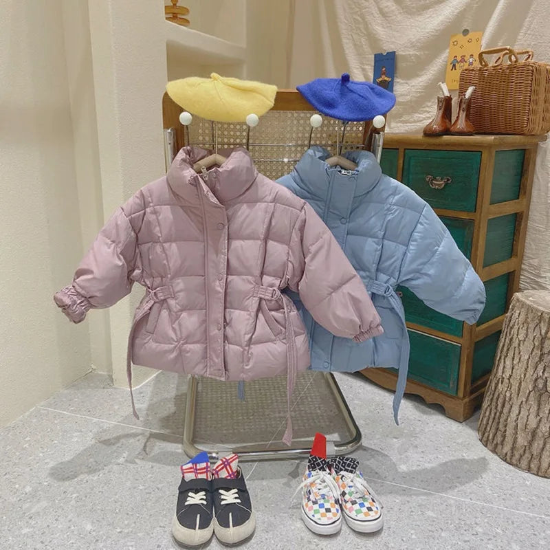 Fashion Baby Boy Girl Cotton Padded Jacket Winter Infant Toddler Child Coat Waist Belt Warm Thick Outwear Baby Clothes-Dollar Bargains Online Shopping Australia