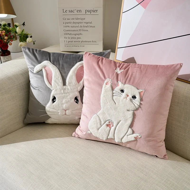 Rabbit Decorative Pillowcase Pillows Sofa Bed Living Room Home Decoration Velvet Luxury Cushion Cover