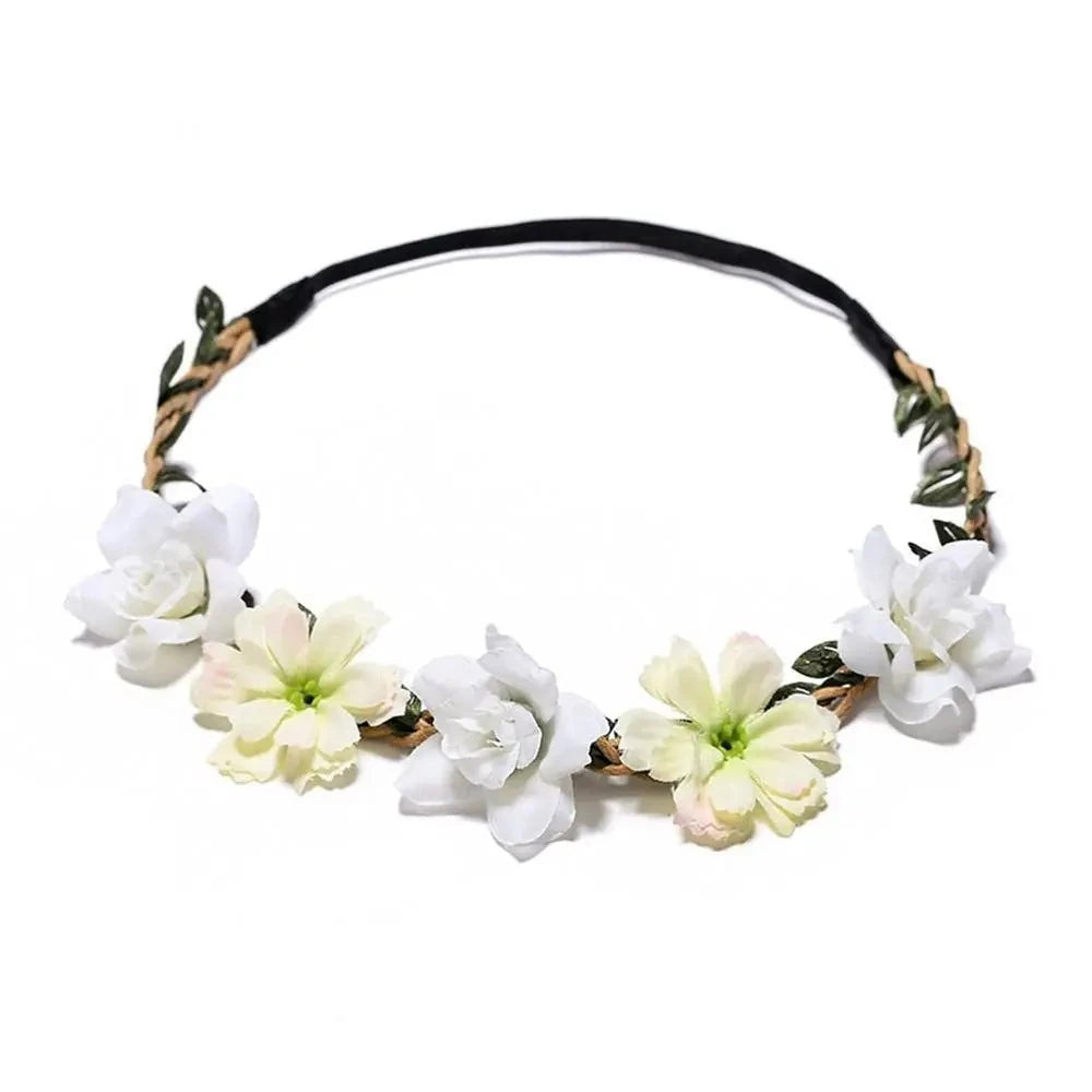 Pink Flowers Crown Festival Headpiece Women Hair Accessories Headdress Girl Baby Crown Floral Garland Wedding Floral Headwear-Dollar Bargains Online Shopping Australia