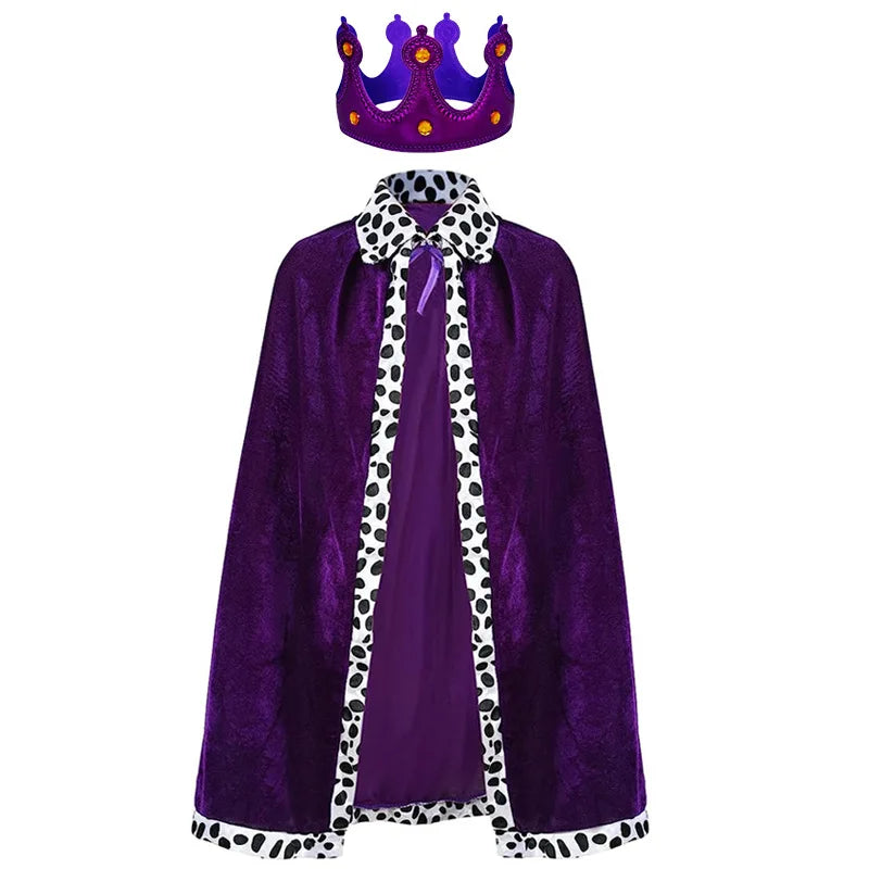 Adult Kids Cape King Prince Cosplay Costume Crown Shawl Parent-child Activity Party Performance Costume Halloween Cloak-Dollar Bargains Online Shopping Australia