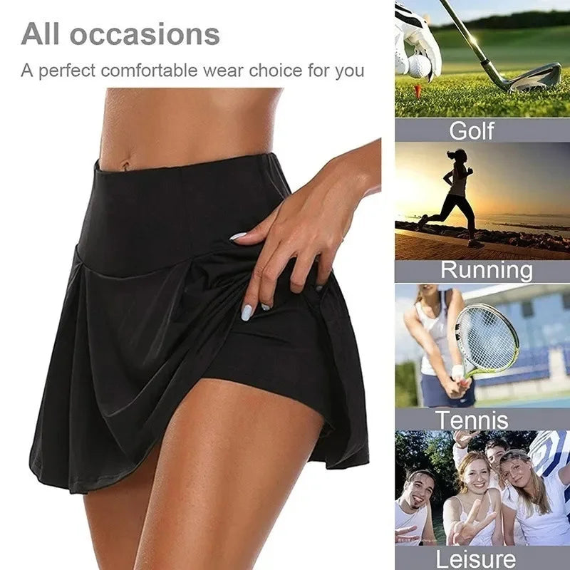Women Skrits Summer Above Knee Double-Layer Sports Shorts Dress Quick Drying Yoga Sports Leggings Fitness Shorts-Dollar Bargains Online Shopping Australia