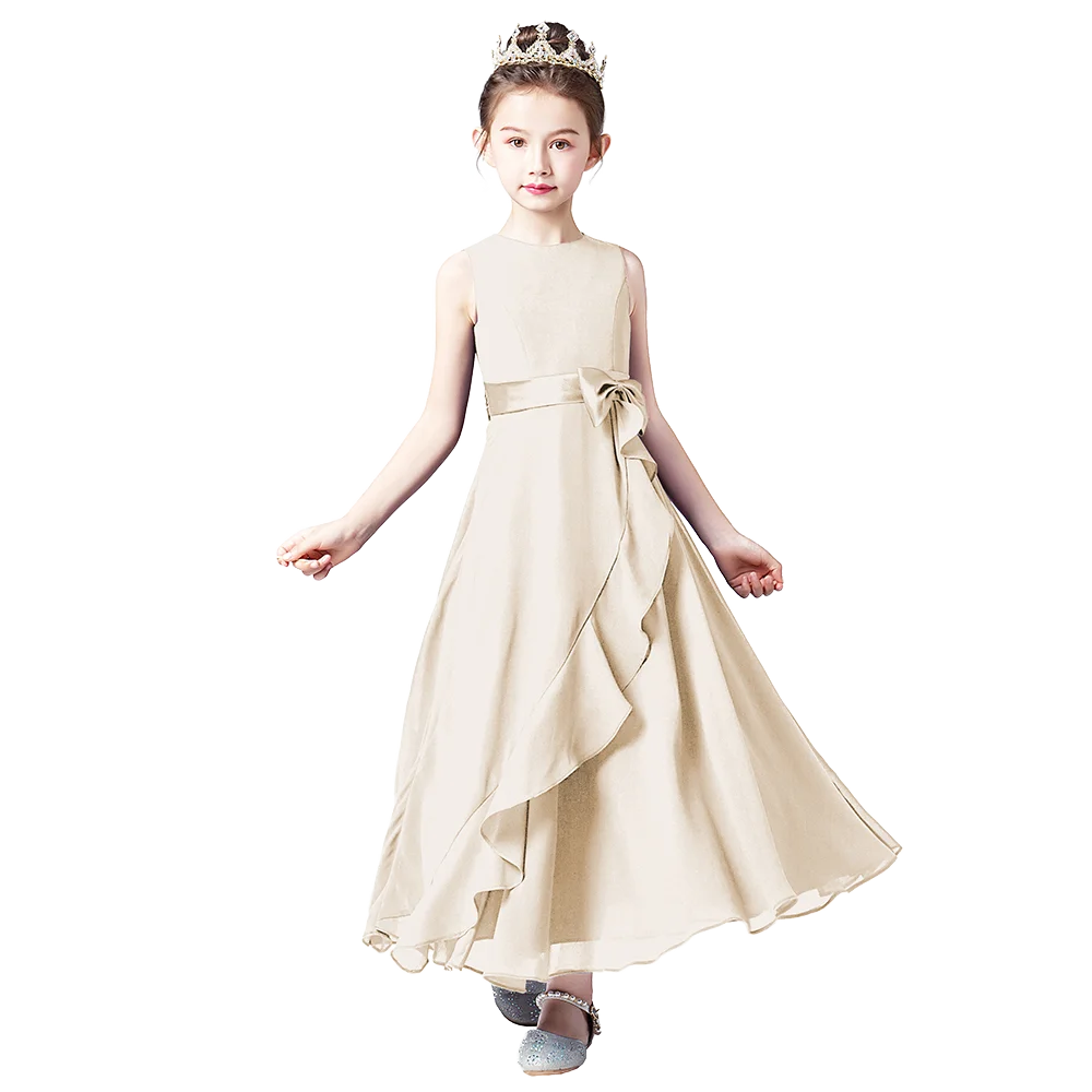 Chiffon Junior Bridesmaid For Teens Ankle-Length Flower Girl Dresses For Wedding Party Kids First Communion Gowns-Dollar Bargains Online Shopping Australia