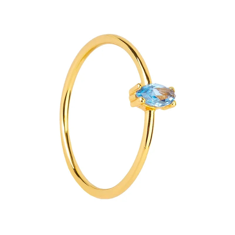 Gold Silver Multicolor Crystal Rings Turquoise Engagement Wedding Promise Ring Party Jewelry Gifts-Dollar Bargains Online Shopping Australia