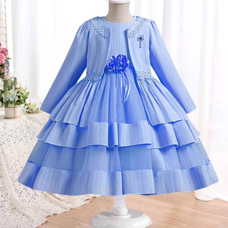 Dress Long sleeved Birthday Party Elegant Evening Dress Performance Fluffy Girl Princess Dress-Dollar Bargains Online Shopping Australia
