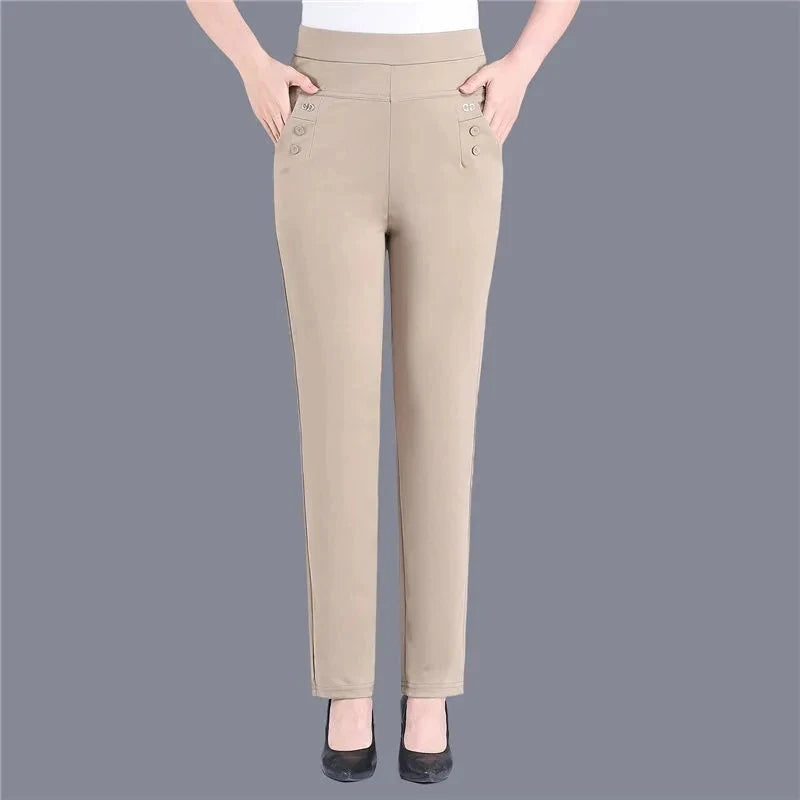 Women Thin Candy Colors Stretch Classic Pants Straight Trousers Mother Casual High Waist Pantalones Slim Ankle-Length Pants-Dollar Bargains Online Shopping Australia