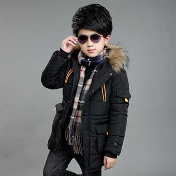 Jacket Autumn Winter Thicken Warm Teenager Kids Jackets Fashion Long Style Zipper Hooded Boys Coat-Dollar Bargains Online Shopping Australia